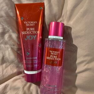 Victoria's Secret Pure Seduction Joy Shimmer Set - Red and Pink